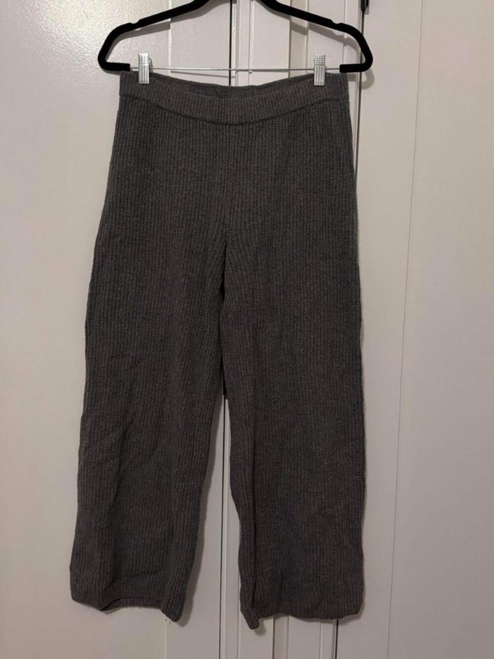 Gap gray ribbed knit wide leg pants, petite